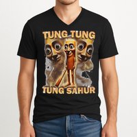 Tung Tung Tung Sahur Is Calling Funny Italian Brainrot V-Neck T-Shirt