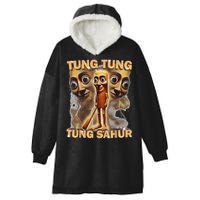 Tung Tung Tung Sahur Is Calling Funny Italian Brainrot Hooded Wearable Blanket