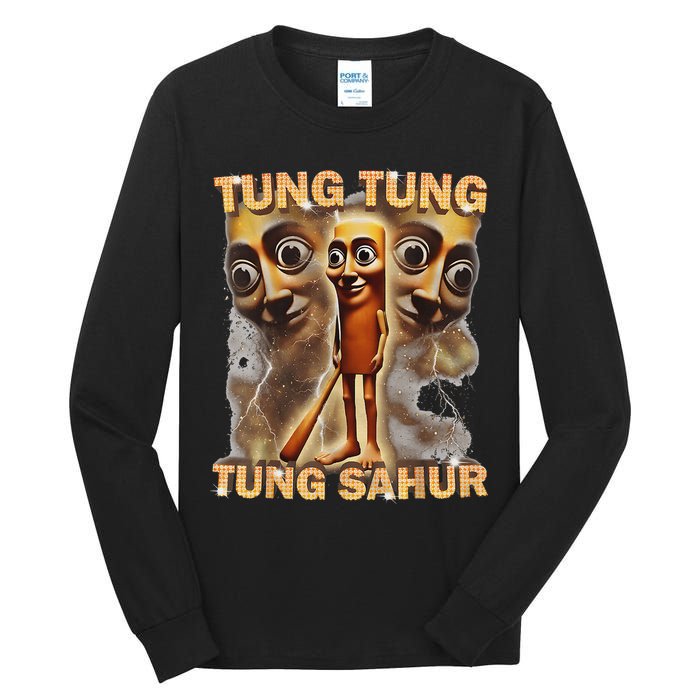 Tung Tung Tung Sahur Is Calling Funny Italian Brainrot Tall Long Sleeve T-Shirt