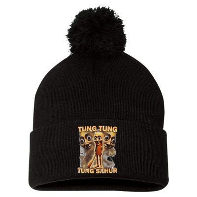 Tung Tung Tung Sahur Is Calling Funny Italian Brainrot Pom Pom 12in Knit Beanie