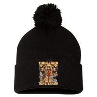 Tung Tung Tung Sahur Is Calling Funny Italian Brainrot Pom Pom 12in Knit Beanie