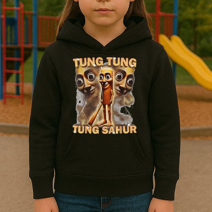 Tung Tung Tung Sahur Is Calling Funny Italian Brainrot Kids Hoodie