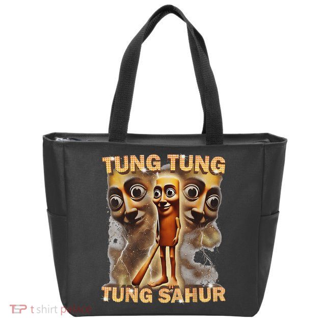 Tung Tung Tung Sahur Is Calling Funny Italian Brainrot Zip Tote Bag