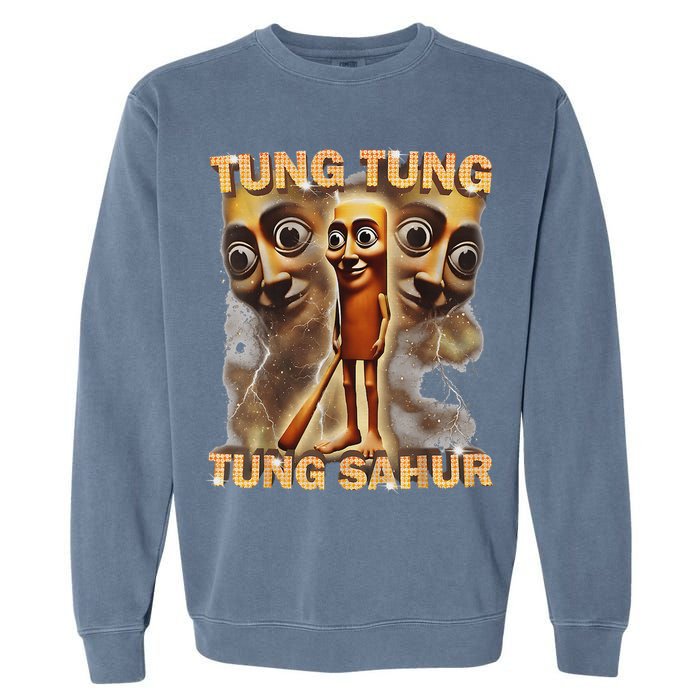 Tung Tung Tung Sahur Is Calling Funny Italian Brainrot Garment-Dyed Sweatshirt