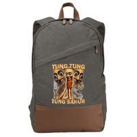 Tung Tung Tung Sahur Is Calling Funny Italian Brainrot Cotton Canvas Backpack