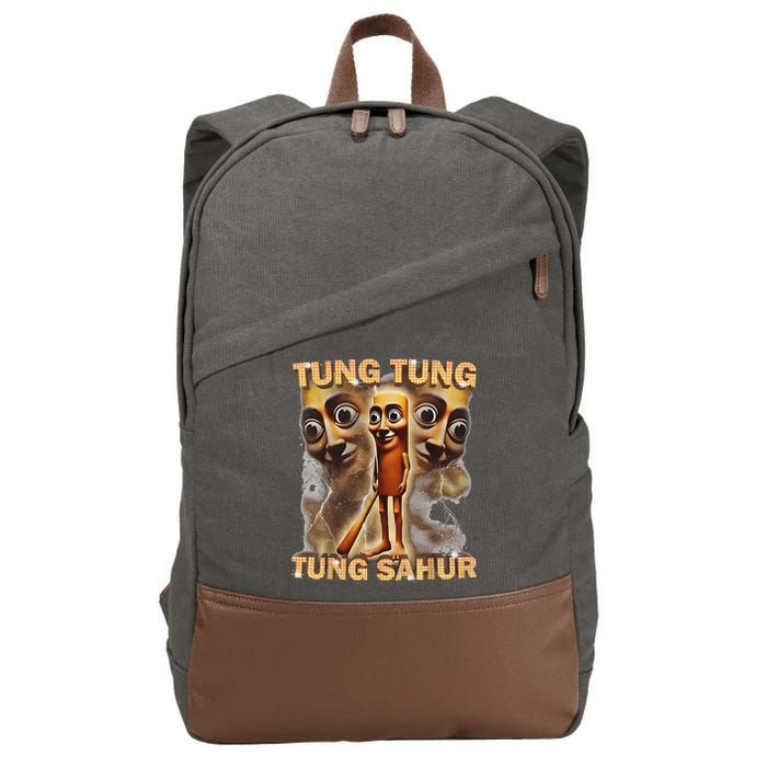 Tung Tung Tung Sahur Is Calling Funny Italian Brainrot Cotton Canvas Backpack