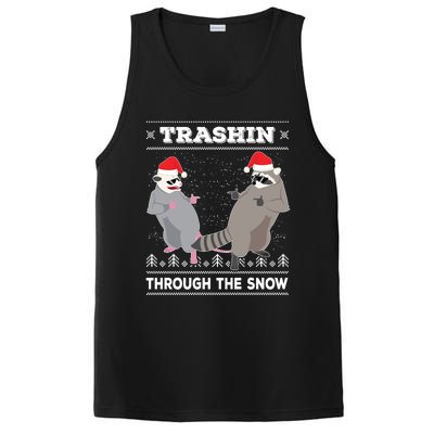 Trashin Through The Snow Garbage Gang Opossum Raccoon Santa Cute Gift PosiCharge Competitor Tank