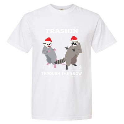 Trashin Through The Snow Garbage Gang Opossum Raccoon Santa Cute Gift Garment-Dyed Heavyweight T-Shirt