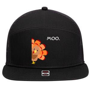 Thanksgiving Time Turkey Moo Funny Thanksgiving 7 Panel Mesh Trucker Snapback Hat