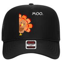 Thanksgiving Time Turkey Moo Funny Thanksgiving High Crown Mesh Back Trucker Hat