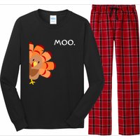 Thanksgiving Time Turkey Moo Funny Thanksgiving Long Sleeve Pajama Set