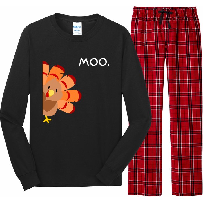 Thanksgiving Time Turkey Moo Funny Thanksgiving Long Sleeve Pajama Set