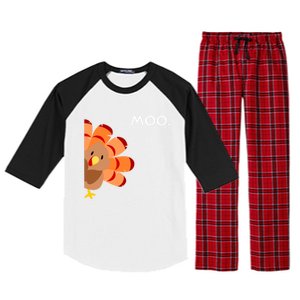 Thanksgiving Time Turkey Moo Funny Thanksgiving Raglan Sleeve Pajama Set