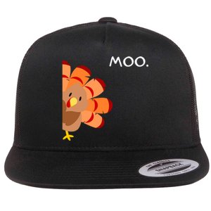 Thanksgiving Time Turkey Moo Funny Thanksgiving Flat Bill Trucker Hat