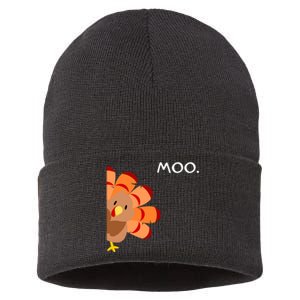 Thanksgiving Time Turkey Moo Funny Thanksgiving Sustainable Knit Beanie