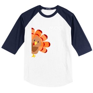 Thanksgiving Time Turkey Moo Funny Thanksgiving Baseball Sleeve Shirt