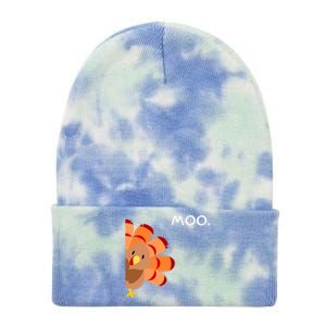 Thanksgiving Time Turkey Moo Funny Thanksgiving Tie Dye 12in Knit Beanie