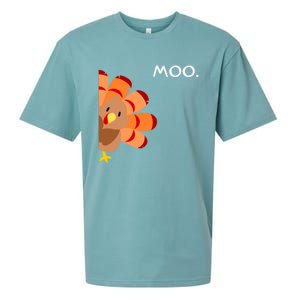 Thanksgiving Time Turkey Moo Funny Thanksgiving Sueded Cloud Jersey T-Shirt