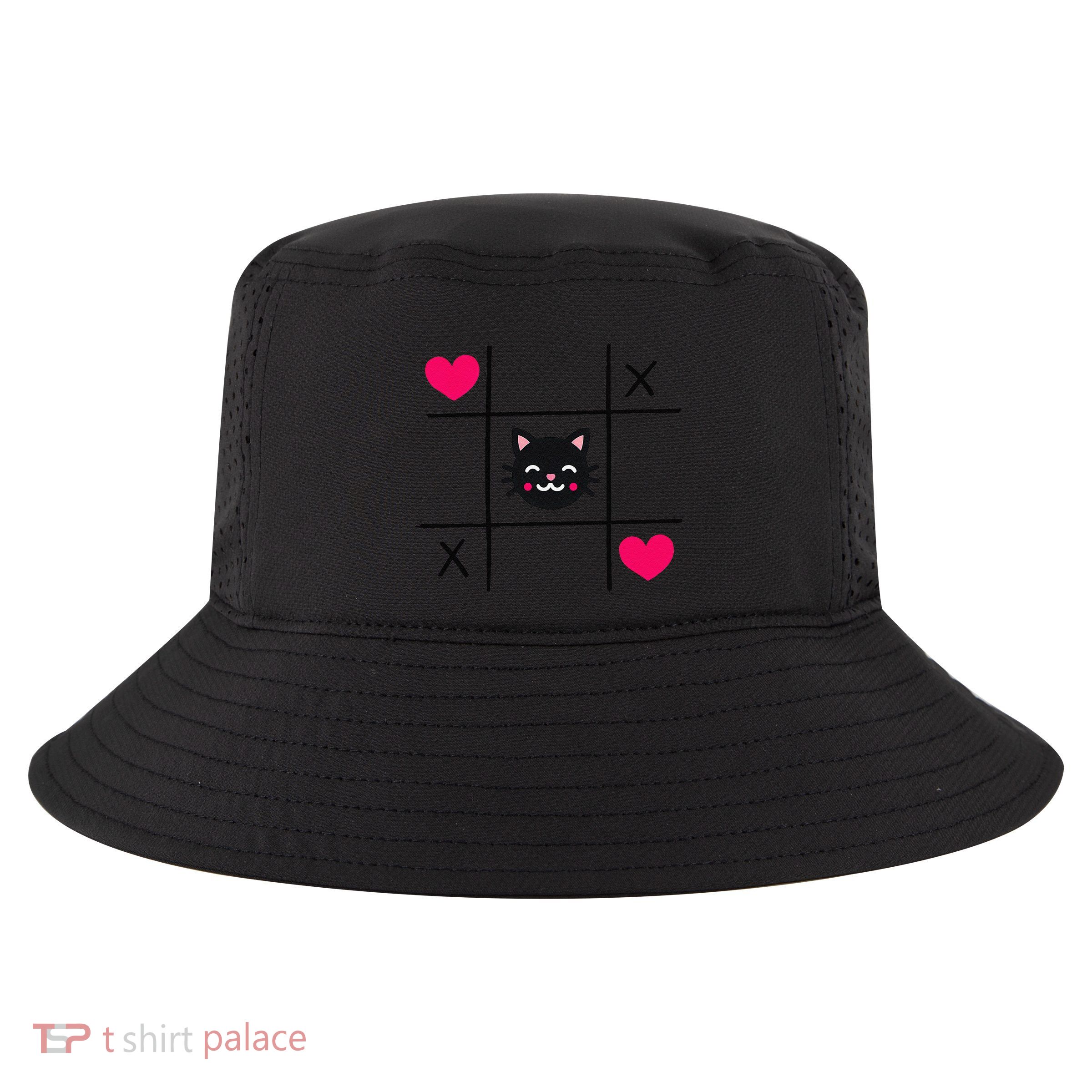 Tic Toe Tac Cat Cute Feline Kitten Tabby Love Valentines Day Cool Comfort Performance Bucket Hat