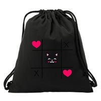 Tic Toe Tac Cat Cute Feline Kitten Tabby Love Valentines Day Drawstring Bag
