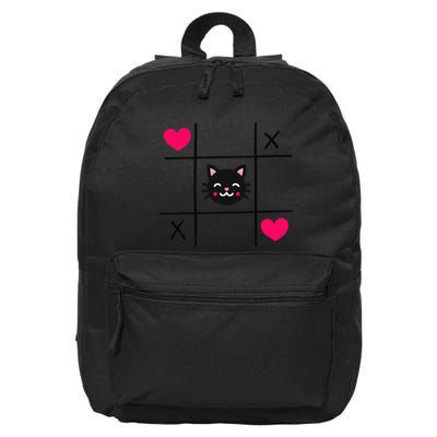 Tic Toe Tac Cat Cute Feline Kitten Tabby Love Valentines Day 16 in Basic Backpack
