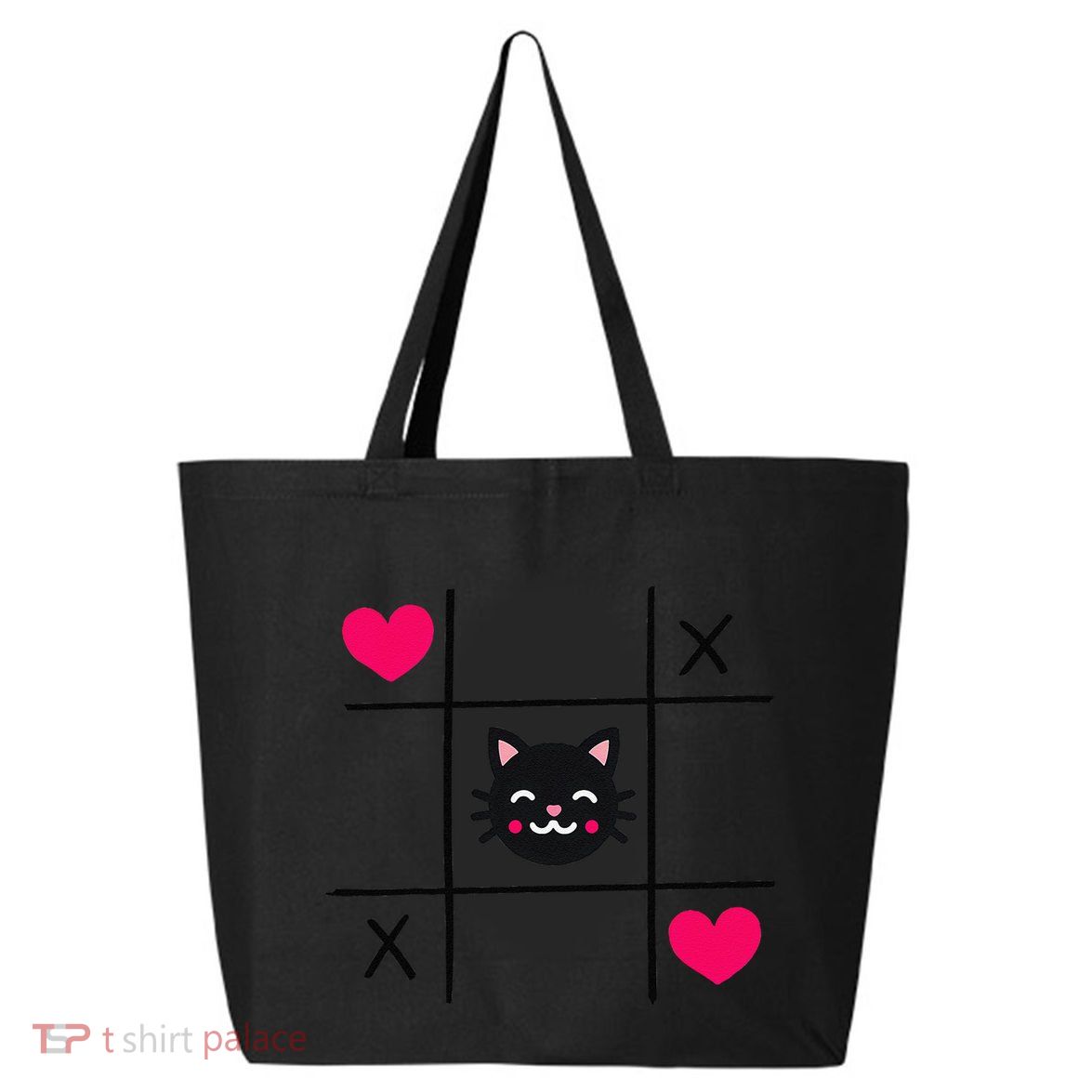 Tic Toe Tac Cat Cute Feline Kitten Tabby Love Valentines Day 25L Jumbo Tote