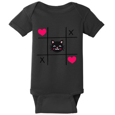 Tic Toe Tac Cat Cute Feline Kitten Tabby Love Valentines Day Baby Bodysuit