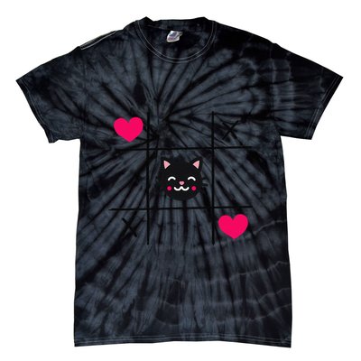 Tic Toe Tac Cat Cute Feline Kitten Tabby Love Valentines Day Tie-Dye T-Shirt