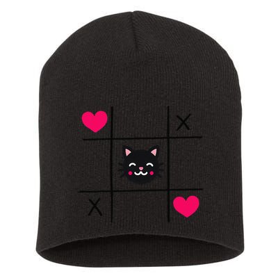 Tic Toe Tac Cat Cute Feline Kitten Tabby Love Valentines Day Short Acrylic Beanie