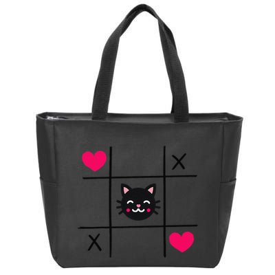 Tic Toe Tac Cat Cute Feline Kitten Tabby Love Valentines Day Zip Tote Bag