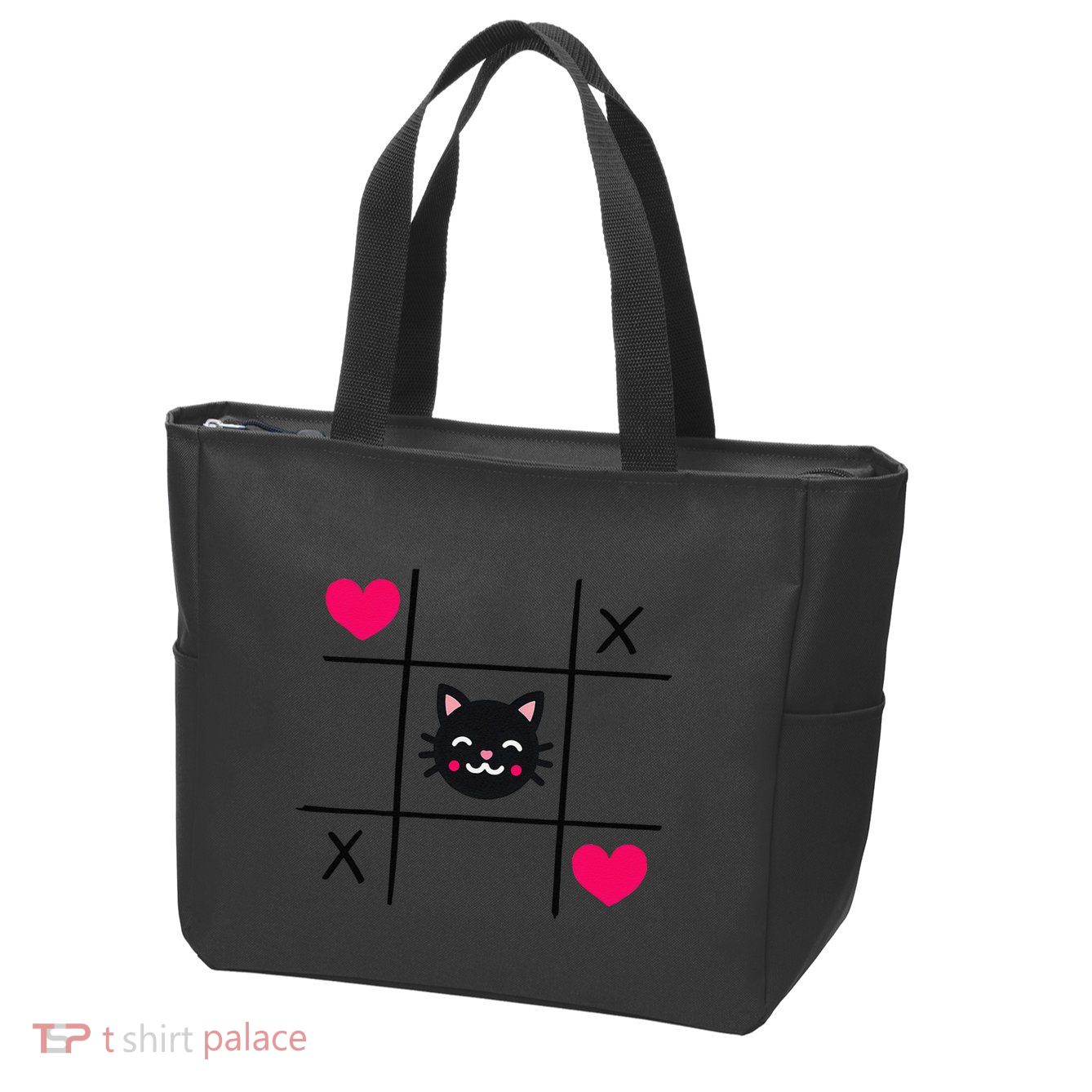 Tic Toe Tac Cat Cute Feline Kitten Tabby Love Valentines Day Zip Tote Bag