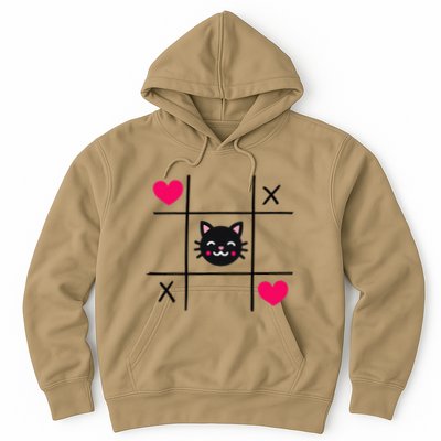 Tic Toe Tac Cat Cute Feline Kitten Tabby Love Valentines Day Hoodie