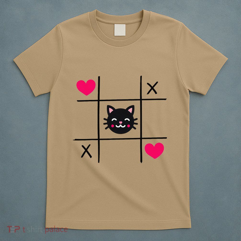 Tic Toe Tac Cat Cute Feline Kitten Tabby Love Valentines Day T-Shirt