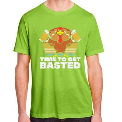 Turkey Time To Get Basted Retro Happy Thanksgiving Cute Gift Adult ChromaSoft Performance T-Shirt