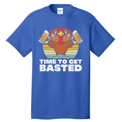 Turkey Time To Get Basted Retro Happy Thanksgiving Cute Gift Tall T-Shirt