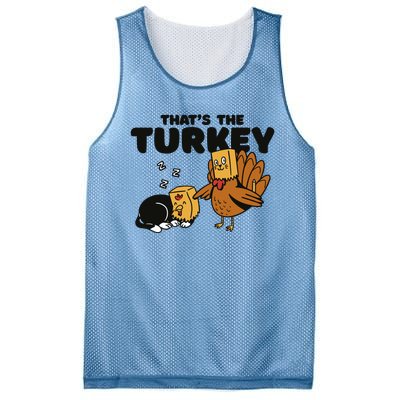 That's The Turkey Funny Thanksgiving Cat Mesh Reversible Basketball Jersey Tank