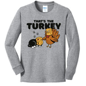 That's The Turkey Funny Thanksgiving Cat Kids Long Sleeve Shirt