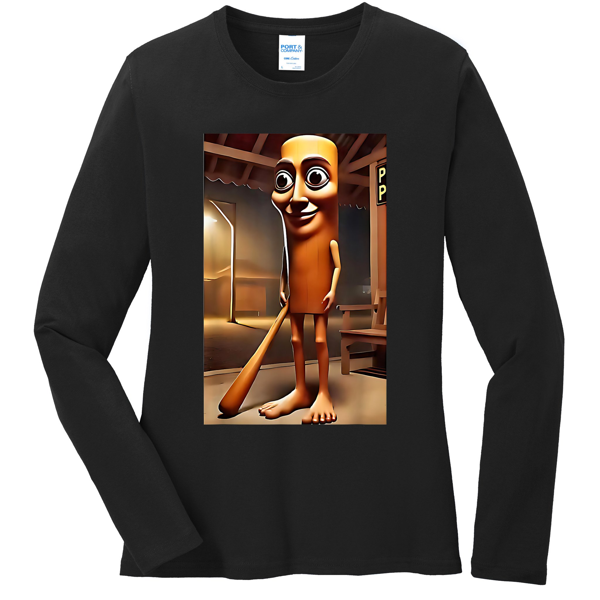 Tung Tung Tung Sahur - Italian Brainrot Meme  Ladies Long Sleeve Shirt