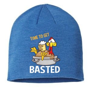 Turkey Time To Get Basted Retro Happy Thanksgiving Gift Sustainable Beanie