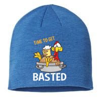 Turkey Time To Get Basted Retro Happy Thanksgiving Gift Sustainable Beanie