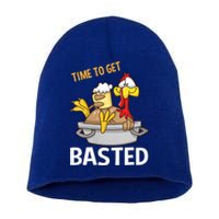 Turkey Time To Get Basted Retro Happy Thanksgiving Gift Short Acrylic Beanie