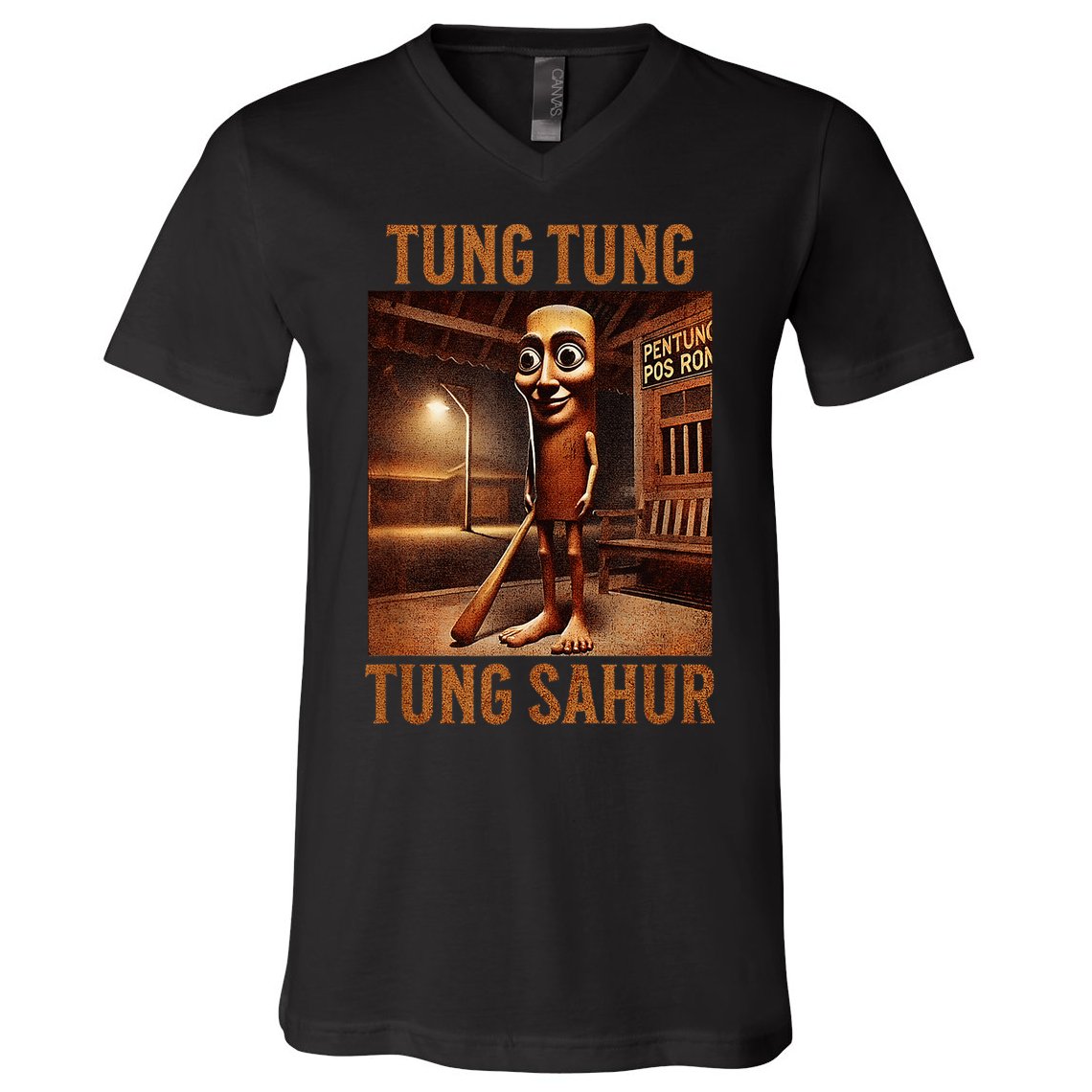 Tung Tung Tung Sahur Italian Brainrot Meme V-Neck T-Shirt