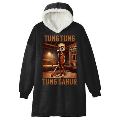 Tung Tung Tung Sahur Italian Brainrot Meme Hooded Wearable Blanket