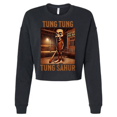 Tung Tung Tung Sahur Italian Brainrot Meme Cropped Pullover Crew