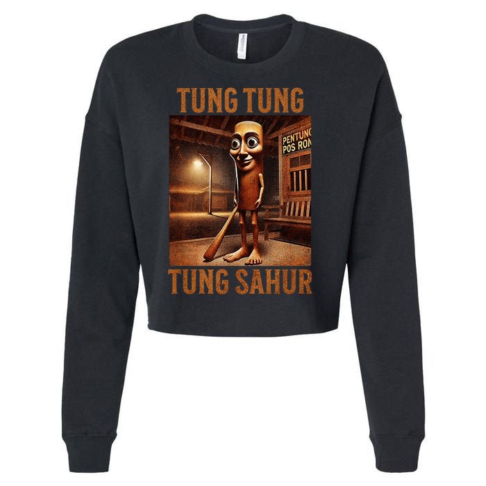 Tung Tung Tung Sahur Italian Brainrot Meme Cropped Pullover Crew