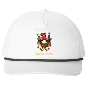 Thanksgiving Teacher Turkey Lets Eat Punctuation Snapback Five-Panel Rope Hat