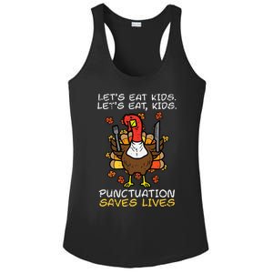 Thanksgiving Teacher Turkey Lets Eat Punctuation Ladies PosiCharge Competitor Racerback Tank