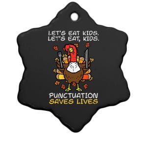 Thanksgiving Teacher Turkey Lets Eat Punctuation Ceramic Star Ornament