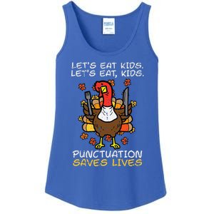 Thanksgiving Teacher Turkey Lets Eat Punctuation Ladies Essential Tank