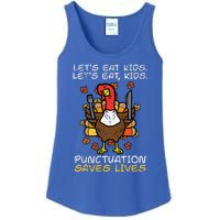 Thanksgiving Teacher Turkey Lets Eat Punctuation Ladies Essential Tank